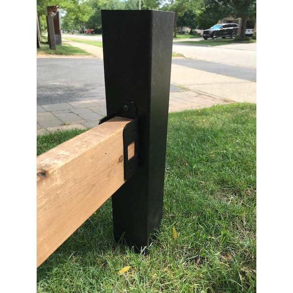 Slipfence 4 in. x 4 in. x 124 in. Black Aluminum Fence Post Includes Post Cap