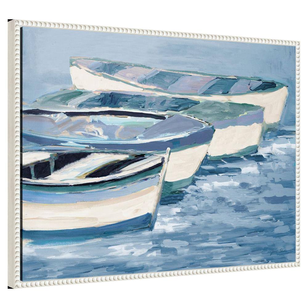 Blue and White Nautical Boat Canvas Print with Beaded Frame