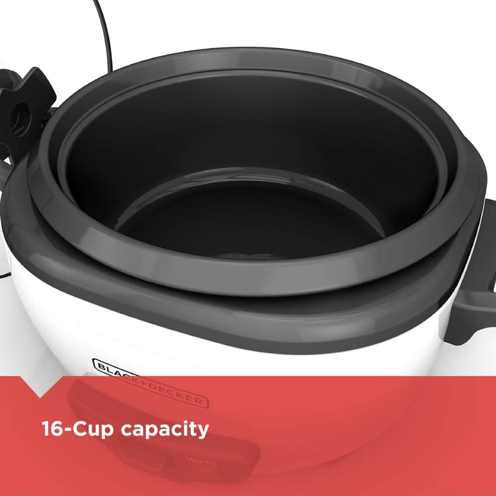 White 16-Cup Electric Rice Cooker with Non-Stick Stainless Steel Bowl