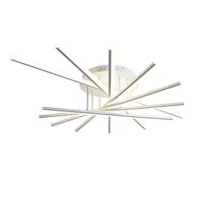 42.5 in. 7-Light Modern Branch Dimmable Integrated LED White Ceiling Light Chandelier with Remote Control