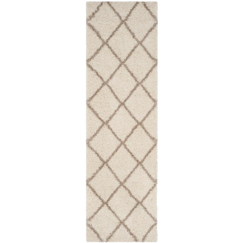 Hudson Shag Ivory/Beige 2 ft. x 12 ft. Geometric Runner Rug price history on PriceWatchPro