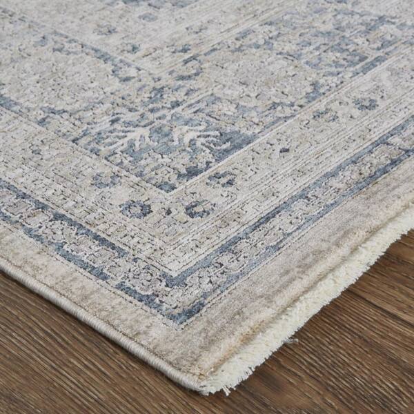2 ft. x 10 ft. Gray, Blue, Taupe Oriental Runner Rug