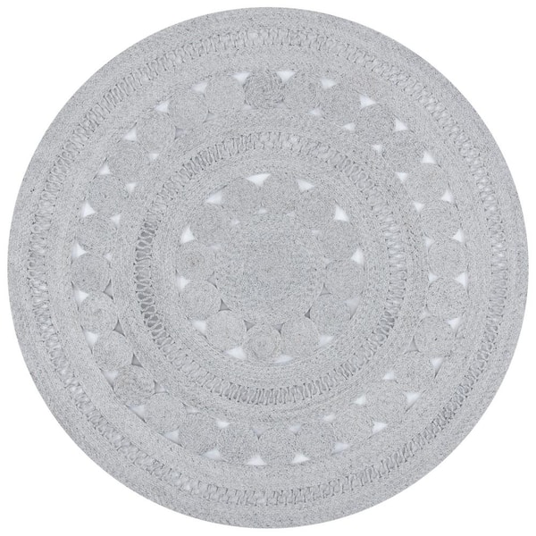 SAFAVIEH Cape Cod Gray 6 ft. x 6 ft. Braided Circle Round Area Rug