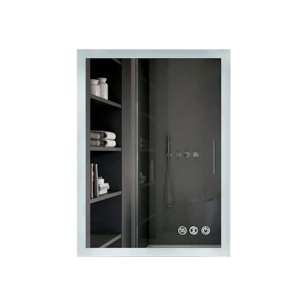 Whatseaso 24 in. W x 36 in. H Rectangular Frameless Anti-Fog Wall Bathroom Vanity Mirror in Silver