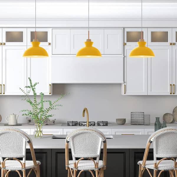 Yellow pendant lights for shop kitchen island