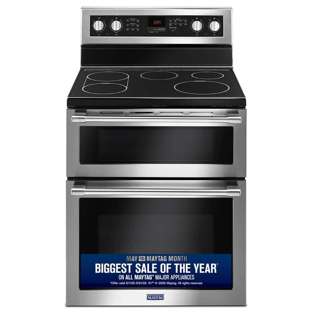 6.7 cu. ft. 5 Burner Element Double Oven Electric Range with Convection Oven in Fingerprint Resistant Stainless Steel -  Maytag, MET8800FZ