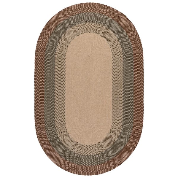 Braided 6 ft. x 9 ft. Oval Brown/Ivory Rustic Braided Oval Area Rug