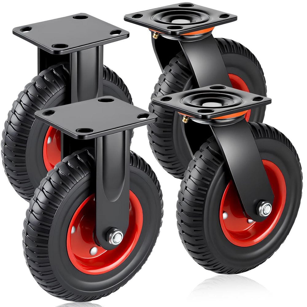 4-Pack Heavy Duty 8 in. Red Solid Rubber All Terrain Swivel and Fixed Plate Caster Wheels 2200 lb. Load price history on PriceWatchPro