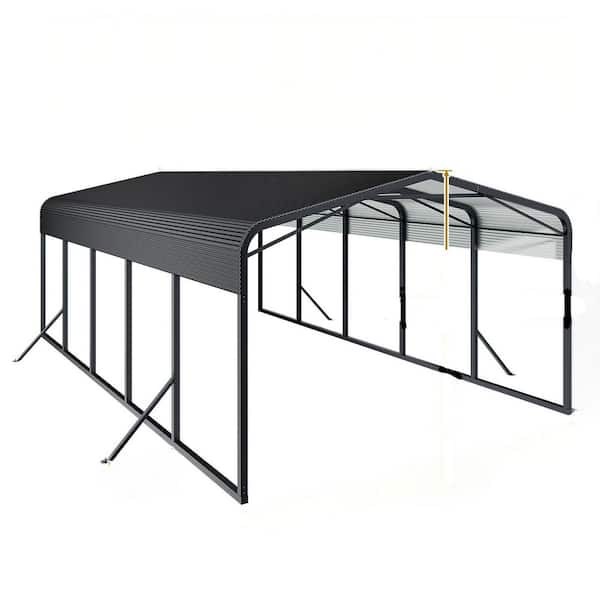 15 ft. x 25 ft. Outdoor Galvanized Steel Carport, Heavy Duty Metal Garage Canopy Car Tent Storage Shed for Car and Truck