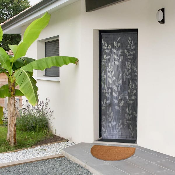 Half Round Door Scraper Natural 18 in. x 30 in. Recycled Rubber Baking Door Mat
