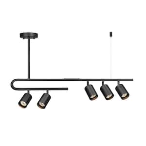 3 ft.\ 5-Light Matte Black Hard Wired Track Lighting Kit with Pivoting Cylinder Track Heads