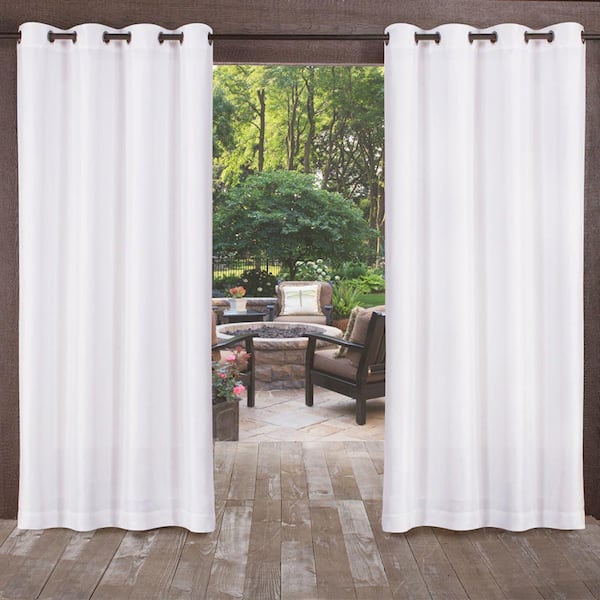 EXCLUSIVE HOME Biscayne Winter White Solid Light Filtering Grommet Top Indoor/Outdoor Curtain, 54 in. W x 120 in. L (Set of 2)