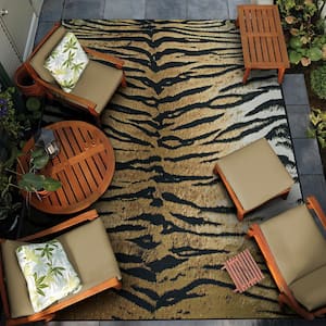 Dolce Bengal New Gold 8 ft. x 11 ft. Indoor/Outdoor Area Rug