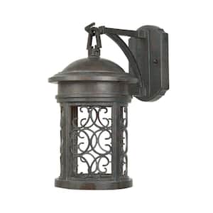 Ellington 16.25 in. Mediterranean Patina 1-Light Outdoor Line Voltage Wall Sconce with No Bulb Included