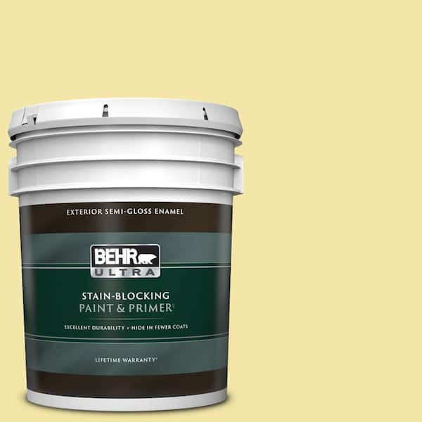 BEHR ULTRA 5 gal. #P320-3 Lily Bulb Semi-Gloss Enamel Exterior Paint & Primer