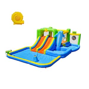 Multi-Colored 9 in 1 Inflatable Bounce House with Blower Shower Soak Pool Sprinkler Fountain Water Gun Target