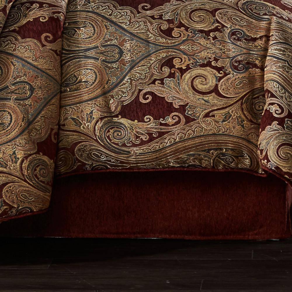 King Red Jacquard Microfiber Comforter Set with Piping