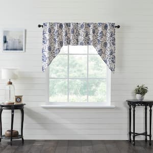 Dorset Floral 36 in. L Cotton Swag Valance in Navy Creme Pair