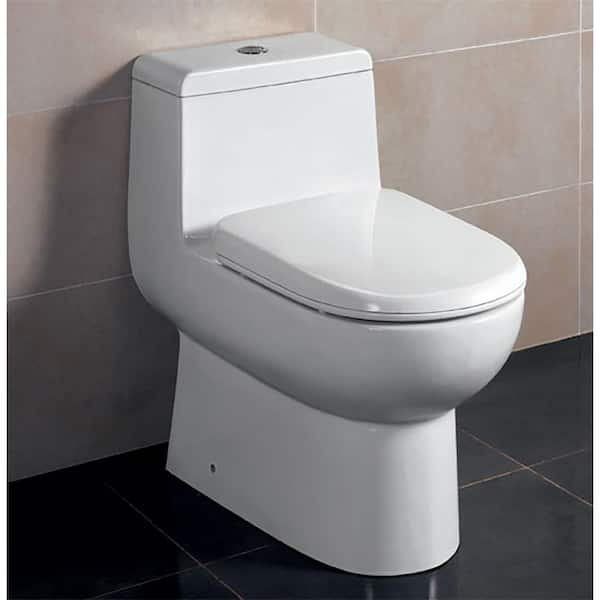 EAGO 1-Piece 0.8/1.28 GPF Dual Flush Elongated Toilet in White 