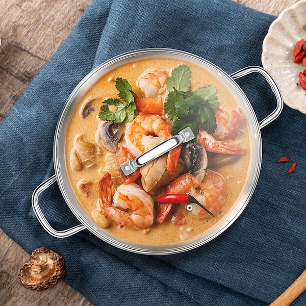 20 qt. Stainless Steel Stock Pot with Lid, Large Capacity Cookware with Double Handles, Induction Compatible