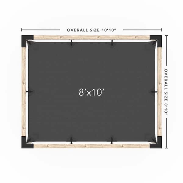 8 ft. L x 10 ft. W Pergola Kit with White Shade Sail, 4x4 Wood