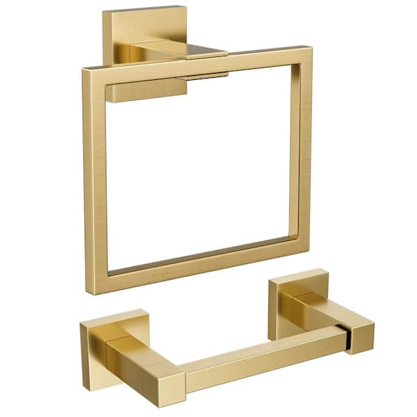 2-Piece Bath Hardware Set with Mounting Hardware in Brushed Gold