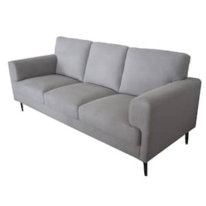 Kyrene 35 in. Square Arm Linen Straight with Wood Frame Sofa in Gray Seats 3