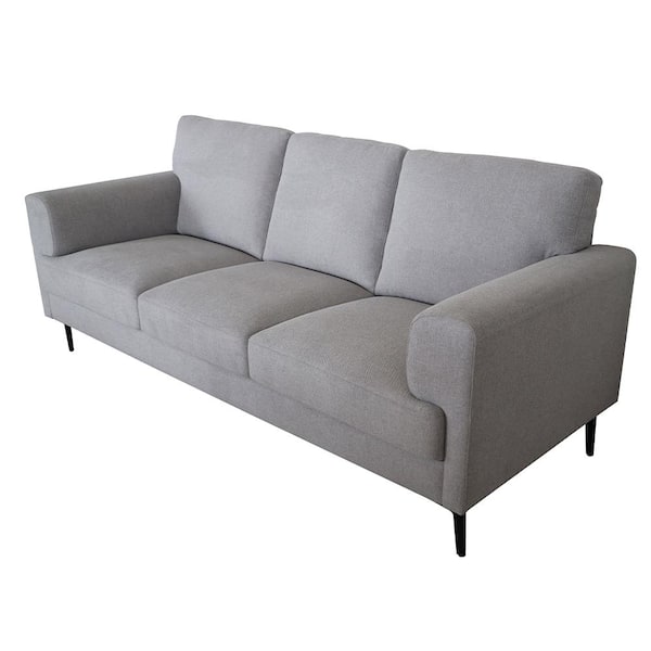 Acme Furniture Kyrene 35 in. Square Arm Linen Straight with Wood Frame Sofa in Gray Seats 3