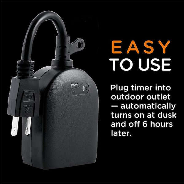 Enbrighten Outdoor Wi-Fi Programable Countdown Smart Plug Timer, 2-Outlet Grounded - Black