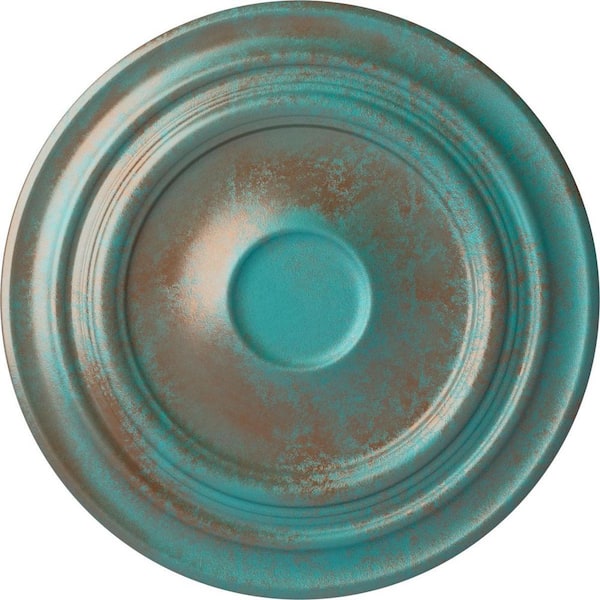 Ekena Millwork 1-1/2 in. x 32-5/8 in. x 32-5/8 in. Polyurethane Giana Ceiling Medallion, Copper Green Patina
