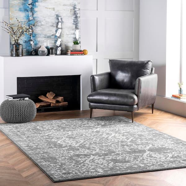 Odell Faded Vintage Silver 9 ft. x 12 ft. Area Rug