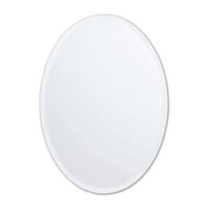 Vera 20 in. W x 28 in. H Small Oval Frameless Wall Mount Bathroom Vanity Mirrors in Set of 2