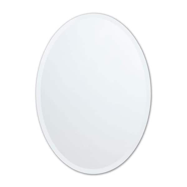 Design Element Vera 20 in. W x 28 in. H Small Oval Frameless Wall Mount Bathroom Vanity Mirrors in Set of 2