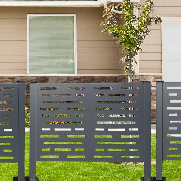 Sudzendf 3.83 ft. x 1.84 ft. Charcoal Air Conditioner Fence for Outdoor, Perfect to Conceal Air Conditioning Unit, 3 Fence Panels