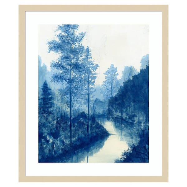 Amanti Art Liberty Blue Landscape II by Michael Willett 21 in. W x 25 in. H. Wood Framed Wall Art Print Framed in Brown