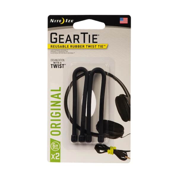 2-Count Details about   Nite Ize Gear Tie Loopable 6-Inch Black Rubber Twist Tie w/ Loop 