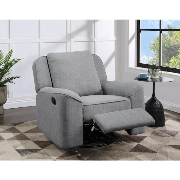 Acme Furniture Destiny Gray Linen Fabric Swivel Recliner with Swivel