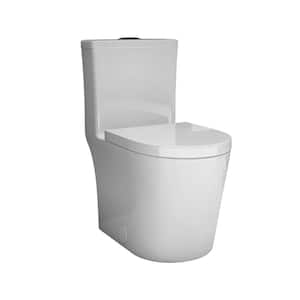 23 in. White Small Compact 1-Piece Round Toilet 0.8/1.6 Gallons Dual Flush for Tiny Bathroom