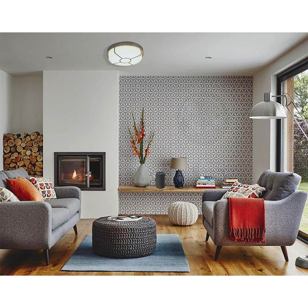 14" Brushed Nickel LED Smart Ceiling Light with Acrylic Shade