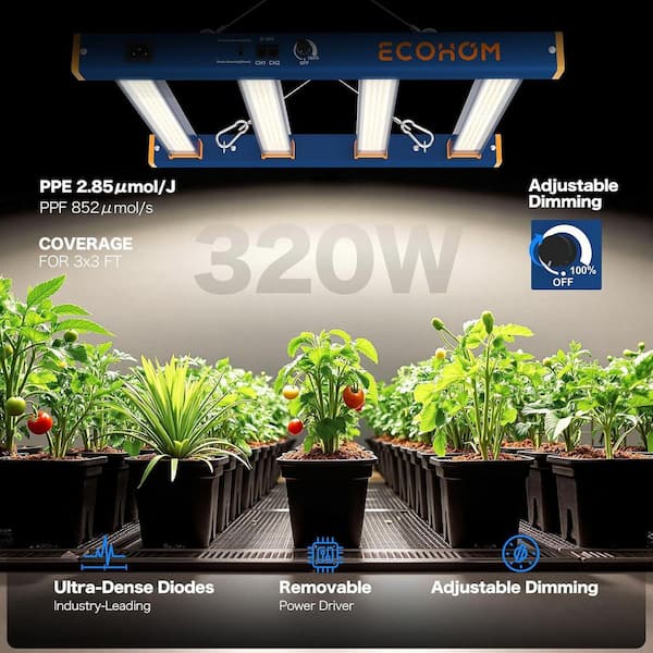 Adewalk 3 ft. 320-Watt Blue Dimmable LED Spectrum Linkable Plant