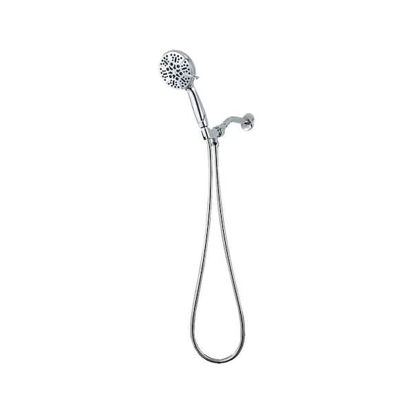 Flynama 5-Spray Patterns with 2.5 GPM 5 in. Wall Mounted Handheld Shower Head in Chrome