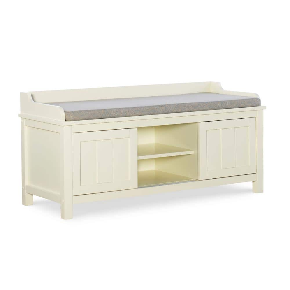 Linon Home Decor Hempstead 20 98 In H X 45 In W X 17 01 In D White   Antique White Linon Home Decor Dining Benches Thd03594 64 1000 