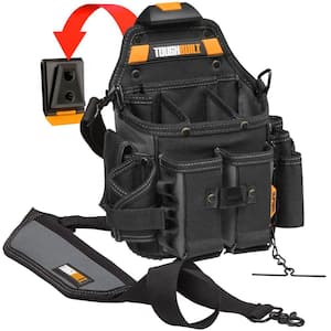 Journeyman Electrician Pouch + Shoulder Strap in Black, with ClipTech Hub, 21-pockets and rugged 6-layer construction