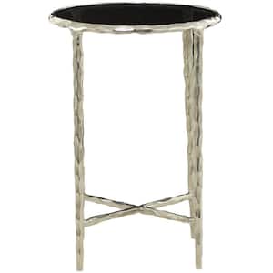 15 in. Silver Large Round Glass End Accent Table with Shaded Glass Top