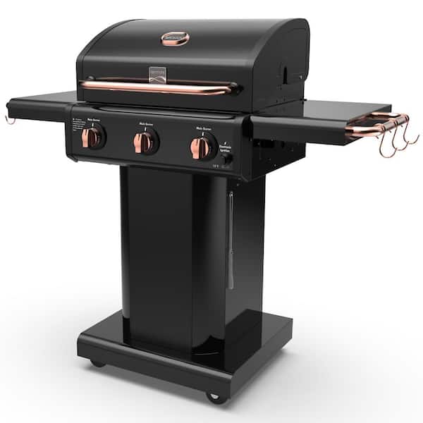 KENMORE 3-Burner Compact Propane Gas Grill in Black with Copper Accent with Foldable Side Tables