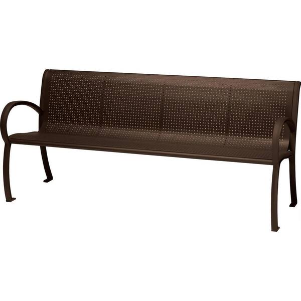 Tradewinds Tranquil 6 ft. Perforated Patio Bench with Back in Hazel Nut