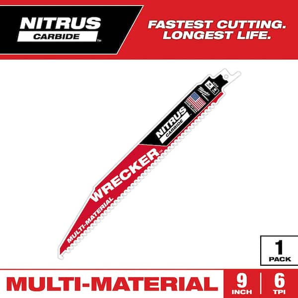 Milwaukee 9 in. 6 TPI WRECKER Nitrus Carbide Teeth Multi-Material Cutting SAWZALL Reciprocating Saw Blade (1-Pack)