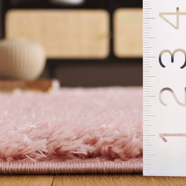 SAFAVIEH Lindsay Shag 7 ft. x 7 ft. Pink Modern Solid Square Area