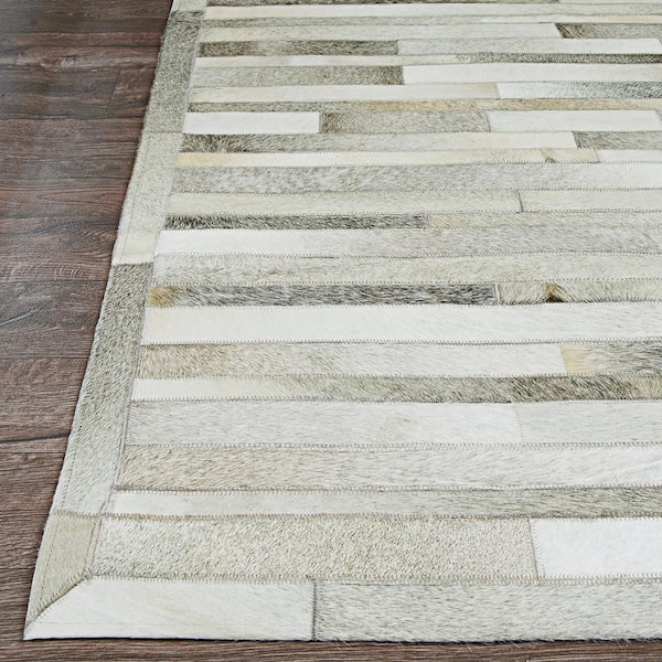 Chalet Plank Grey-Ivory 5 ft. x 8 ft. Stripe Indoor Area Rug