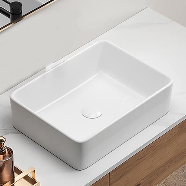 18.9 in. x 14.76 in. Vessel Bathroom Sink in White Ceramic